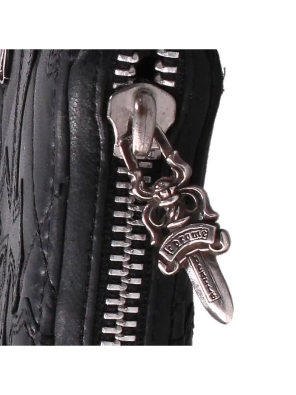 Chrome Hearts Rec Zip Quilted Cemetery Cross Leather Wallet